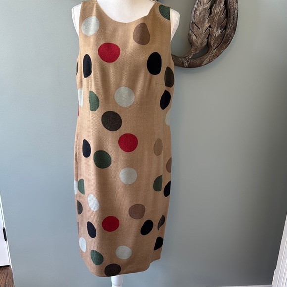 Akris Punto Tan Sheath Dress Sleeveless Scoop Neck  Size 12 - Picture 3 of 7